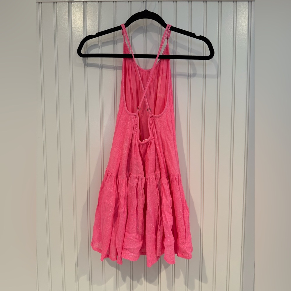 Pink Ruffled Tiered Halter Sundress - Picture 4 of 8